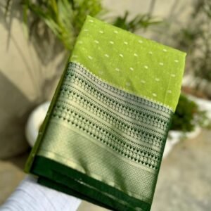 Banarasi Semi Georget Saree - Mehandi With Green