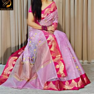 Banarasi Kota Check Saree - Pink