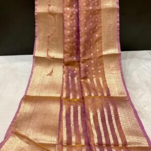 Banarasi Tissue Crushed Saree - Pink