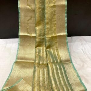 Banarasi Tissue Crushed Saree - Firozi
