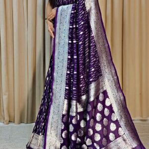 Banarasi Katan Georget Saree - Purple