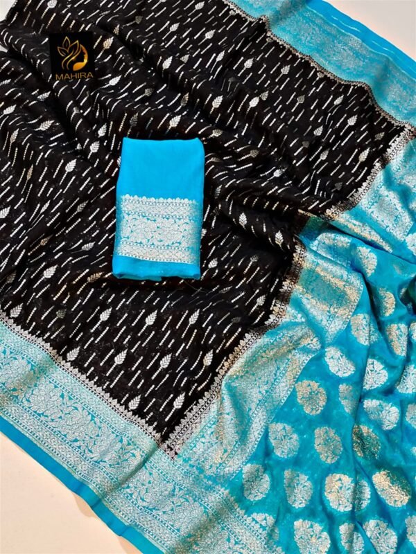 Banarasi Katan Georget Saree - Image 2