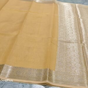 Banarasi Kora Organza Saree - Yellow